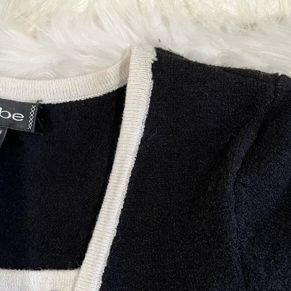 NEW Bebe Colorblock Knit Two Tone Contrast Cardigan Cami Sweater Twin Set Bla… - Picture 16 of 16